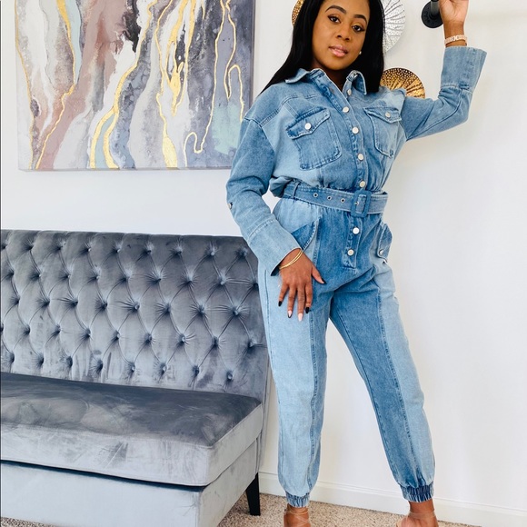 Denim Jumpsuit S-3x - Picture 1 of 2